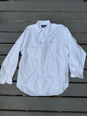 Ralph Lauren Shirt Men's 17.5 White 100% Cotton Yarmouth